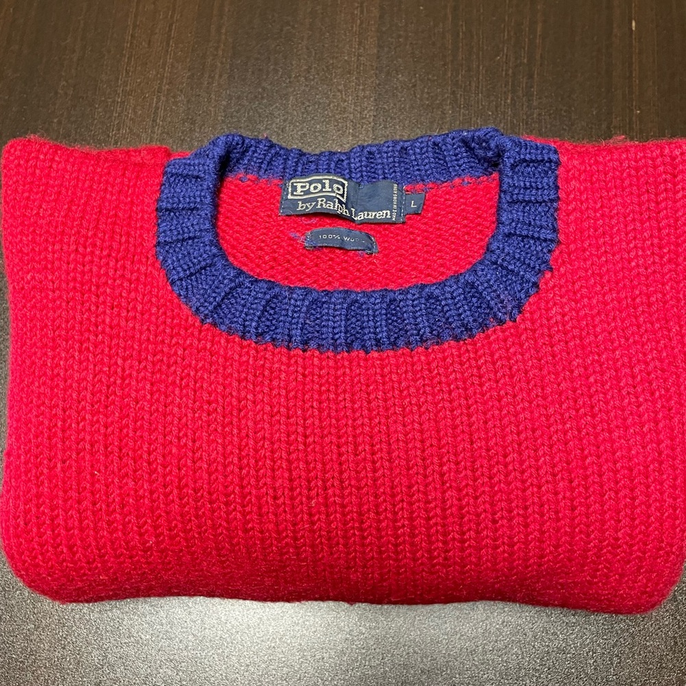 Late 80s authentic, vintage Polo Ralph Lauren wool, color block sweater size L